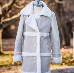 Urbancode leather and suede sherpa lined jacket